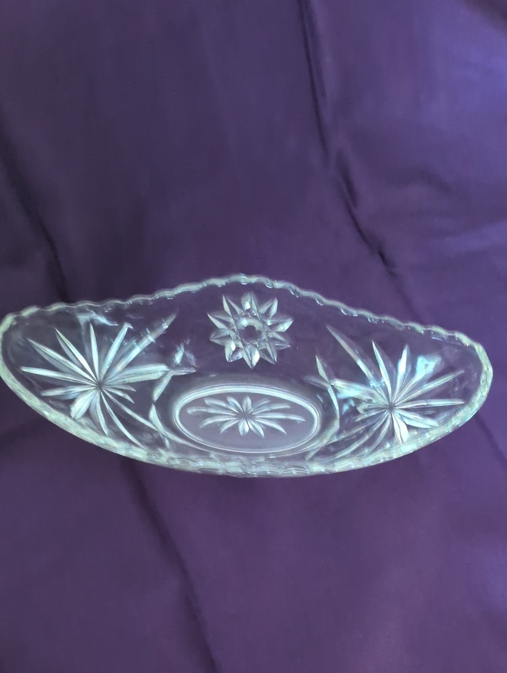 Cut Crystal Decorative Serving Bowl - Clear Glass